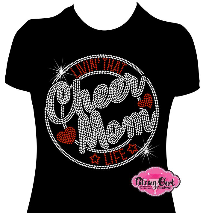 Cheer Mom Rinestone Cheer Mom Life (Rhinestone design) – Bling Owl Creations
