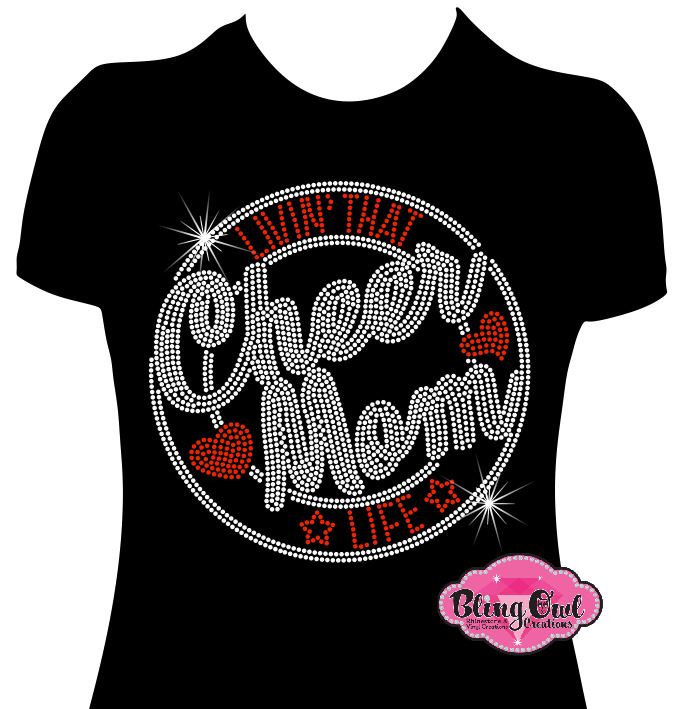 cheer_mom_bow shirt rhinestones sparkle bling cheerleading custom bling