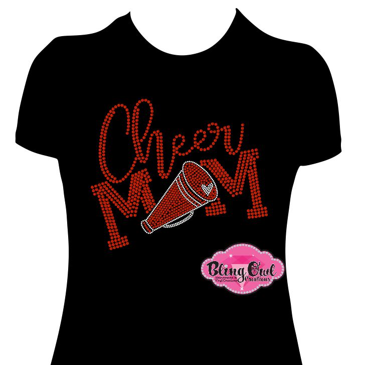 cheer_mom with megaphone rhinestones sparkle bling