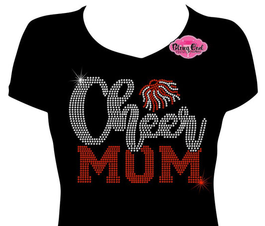 Cheer Mom Pom 1 (Rhinestone Design)