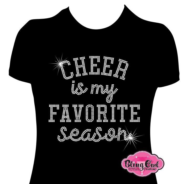 cheer_is my favorite season mom_bow shirt rhinestones sparkle bling cheerleading