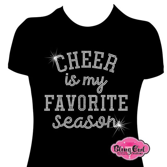 cheer_is my favorite season mom_bow shirt rhinestones sparkle bling cheerleading