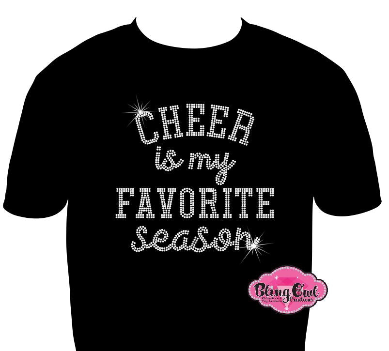 cheer_is my favorite season mom_bow shirt rhinestones sparkle bling cheerleading