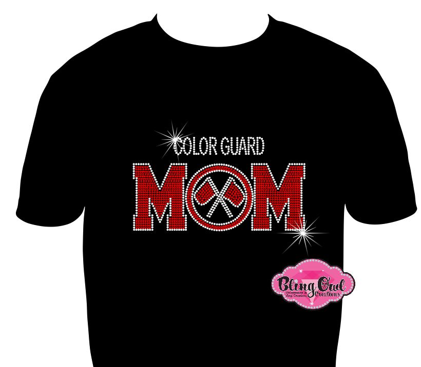 color guard mom marching band school spirit wear rhinestone bling sparkle bedazzled