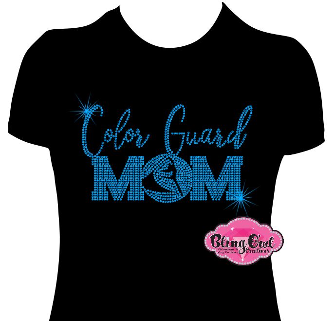 color guard mom marching band school spirit wear rhinestone bling sparkle bedazzled