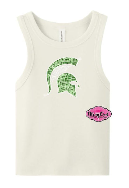 MSU Mini Helmet Crop Ribbed Tank Top