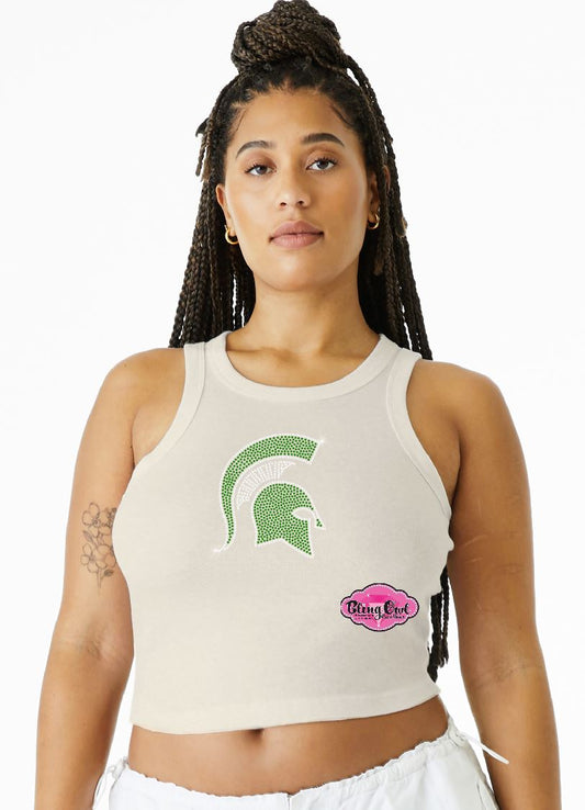 MSU Mini Helmet Crop Ribbed Tank Top