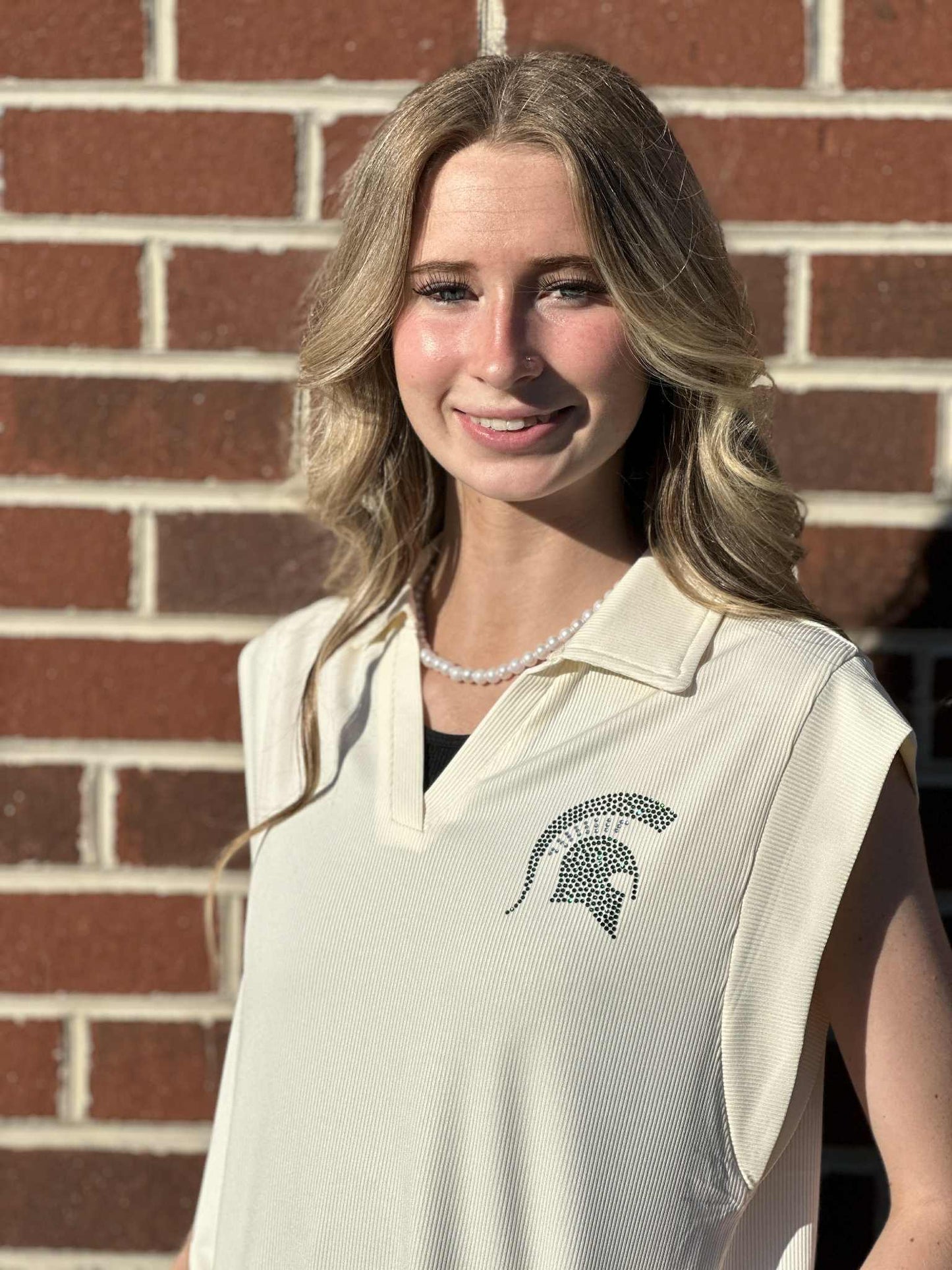 MSU Mini Helmet Dress Ribbed Tank Top Cream