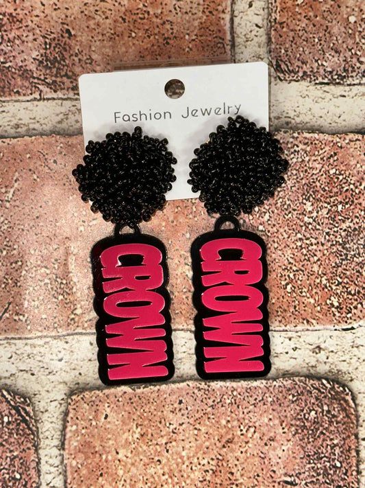 Crown Team Acrylic Earrings- 2 Layer