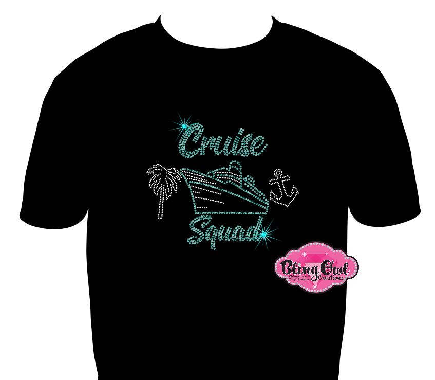 Cruise Squad Fitted Shirt for Travel Rhinestones Bling
