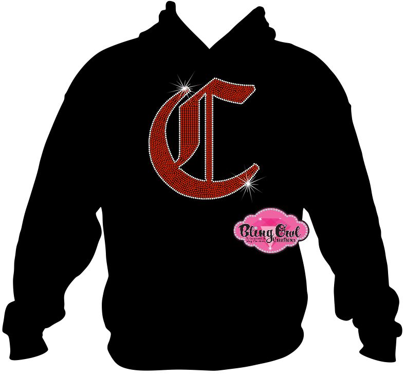 C logo knights design shirt currituck_knights_school_spirit_wear rhinestones sparkle bling