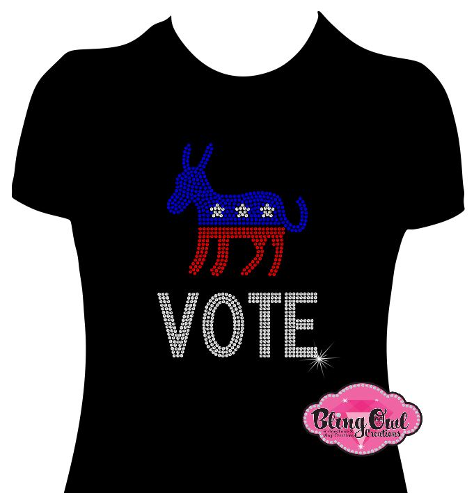 democrat democratic vote politics shirt rhinestones sparkle bling