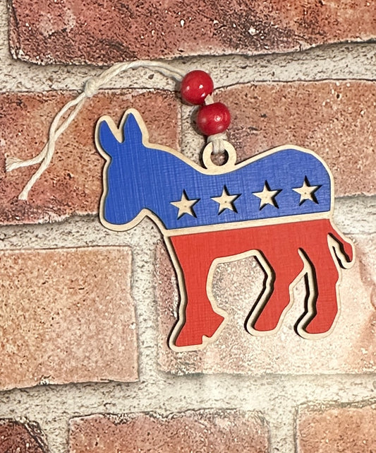 Christmas decor Democrat Donkey Ornament Baltic birch wood custom-made ornament political supporters Personalization gift patriotism ornament.