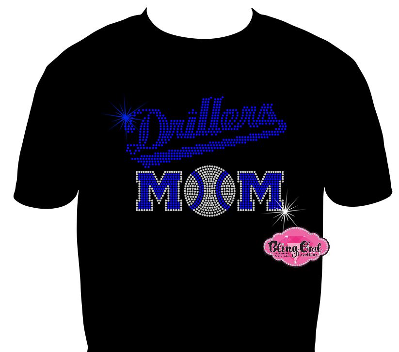 drillers_mom_with_baseball shirt rhinestones sparkle bling