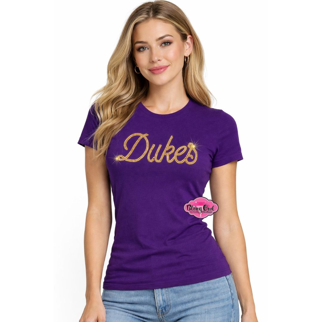 JMU Dukes Script Scoop Neck Fitted – Bling Owl Creations