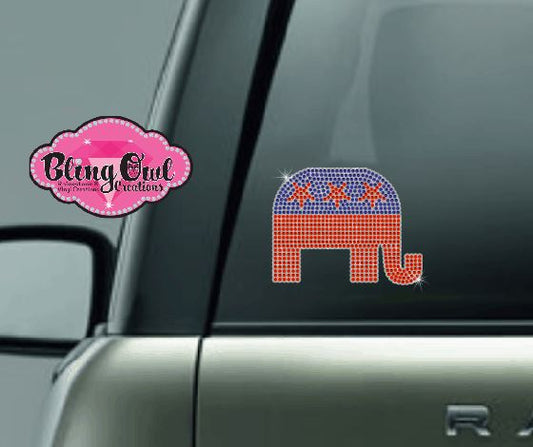 Republican Elephant Bling Car Decal