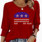 Republican Elephant Ruffle 3/4 Sleeve