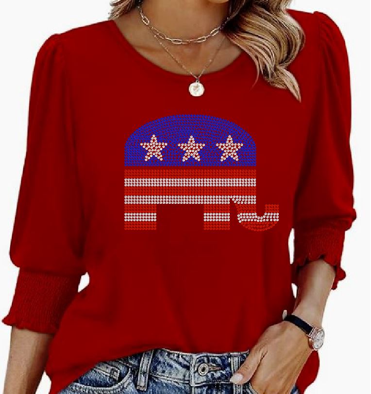 Republican Elephant Ruffle 3/4 Sleeve