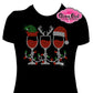 Elf Reindeer Santa Wine Glass (Rhinestone Design)