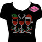 Elf Reindeer Santa Wine Glass (Rhinestone Design)