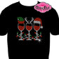 Elf Reindeer Santa Wine Glass (Rhinestone Design)