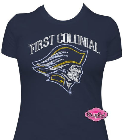 First Colonial Arch Patriots Side View Womens Fitted Tshirt