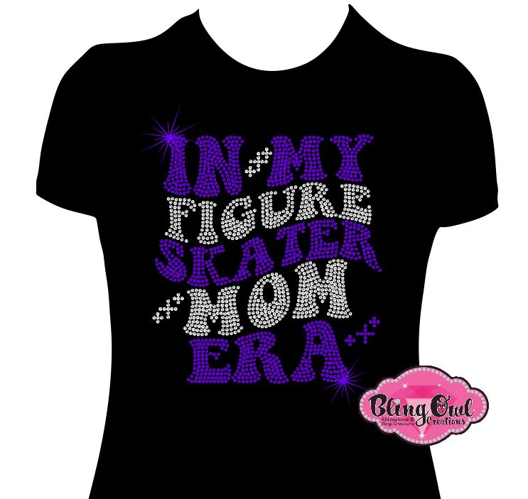 Figure Skating Moms sparkle team bedazzled skater ice skating era tour shirt.