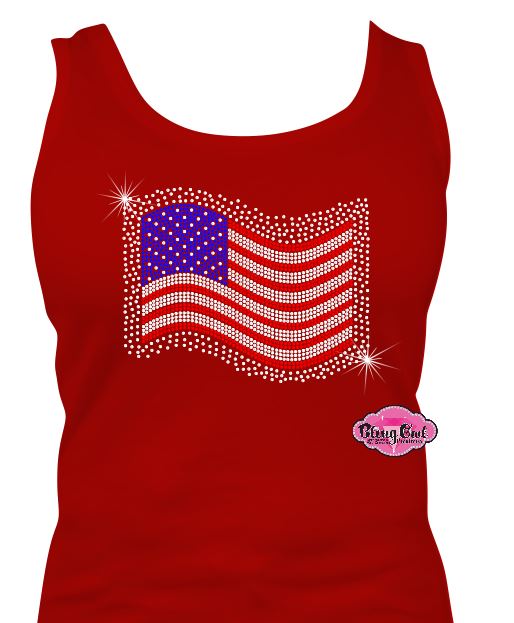 USA Flag Scatter Womens Tank Top