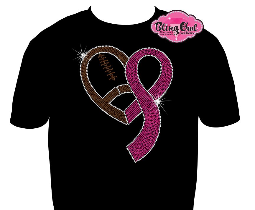 Football Cancer Ribbon (Rhinestone Design)