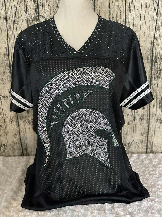 MSU Football Bling Jersey Spartan Helmet Womens Cut