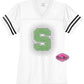 MSU Football Bling Jersey Scatter S Womens Cut