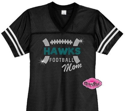 Hawks Football Mom Bling Football Jersey