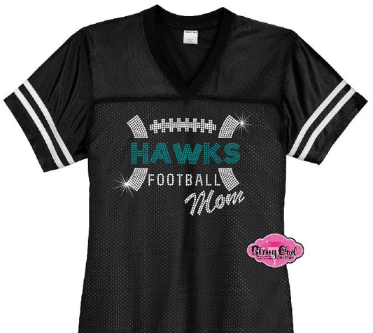 Hawks Football Mom Bling Football Jersey