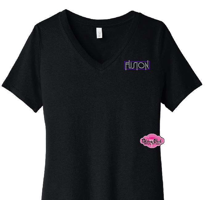 Fusion Dance Team Chest Logo V-neck Relaxed Fit Tshirt