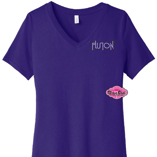 Fusion Dance Team Chest Logo V-neck Relaxed Fit Tshirt