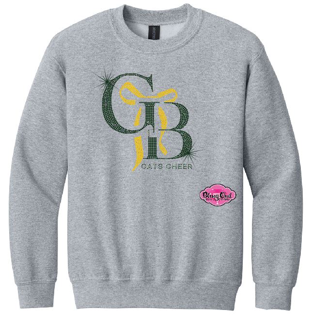 GB Cats Cheer Bow Rhinestone Youth Crewneck