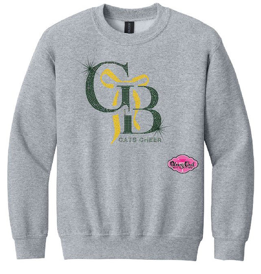 GB Cats Cheer Bow Rhinestone Youth Crewneck