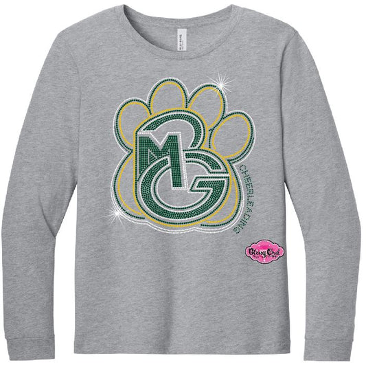 GBM Cheerleading Paw Rhinestone Adult Long Sleeve Tshirt