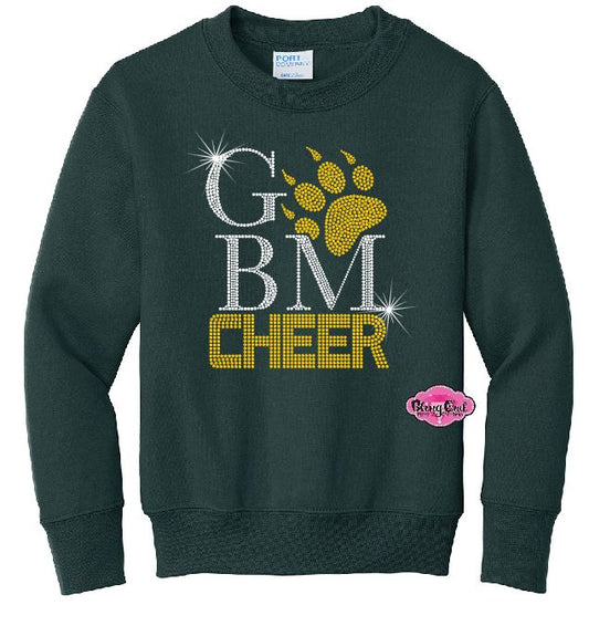 GBM Cheer Paw Rhinestone Youth Crewneck