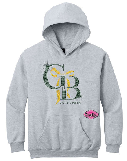 GB Cats Cheer Bow Rhinestone Youth Hoodie