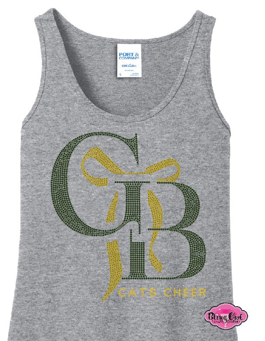 GB Cheer Bow Rhinestone Adult Womens Tank Top