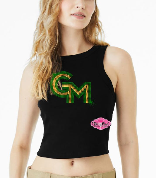 GMU 2 Color Logo Fitted Crop Tank