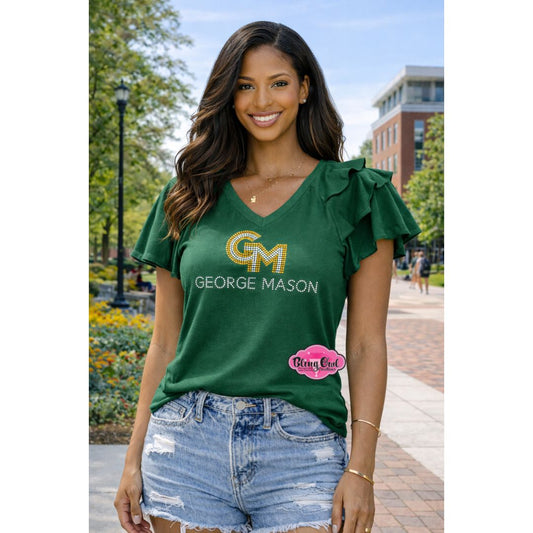 GMU George Mason Logo Ruffle Womens Tee