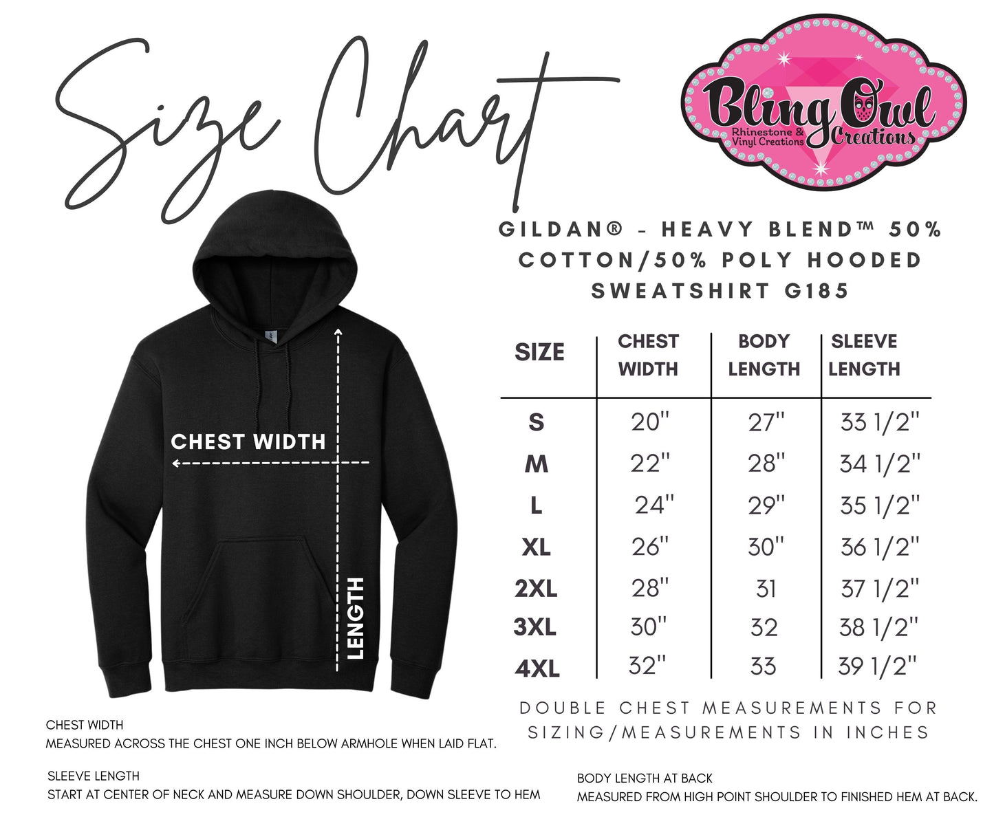 Gildan Sweatshirt Unisex Sizing Chart (No product/not for sale)