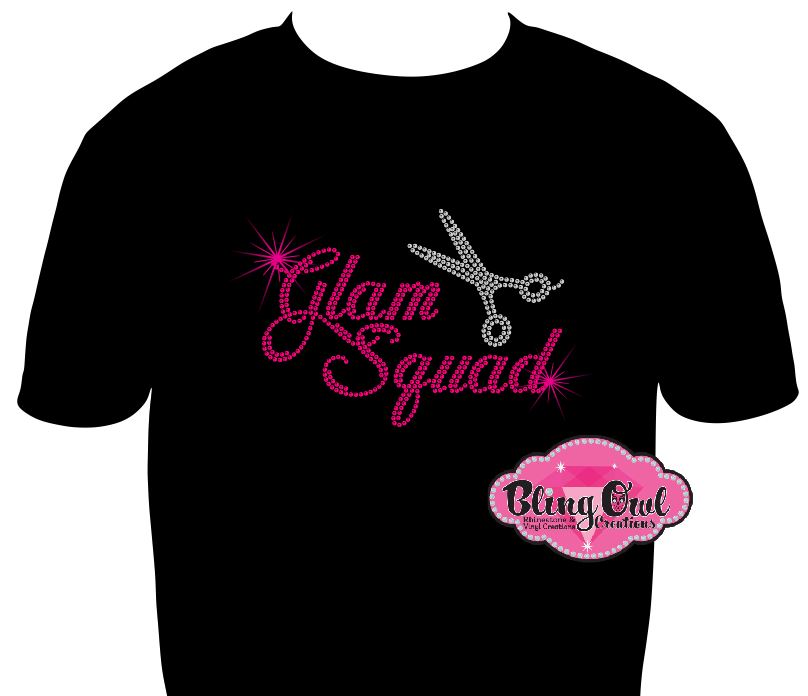 Glam Squad Hairstylist sparkle bling potential clients networking events business tshirt
