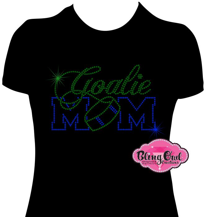 Goalie mom hockey mom shirt bedazzled rhinestones game day proud hockey mom