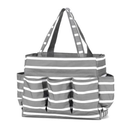 Gray Stripe Pocket Travel Bag