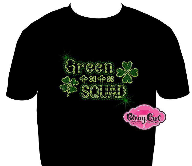 shamrock green squad st patrick day shirt rhinestones sparkle bling