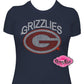 grizzlies g logo grassfield mascot spirit_wear rhinestones sparkle bling