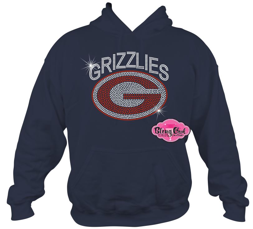 grizzlies g logo grassfield mascot spirit_wear rhinestones sparkle bling